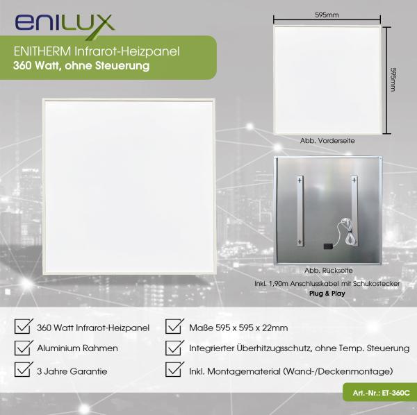 Enilux Infrarot-Heizpanel 360W ohne Steuerung